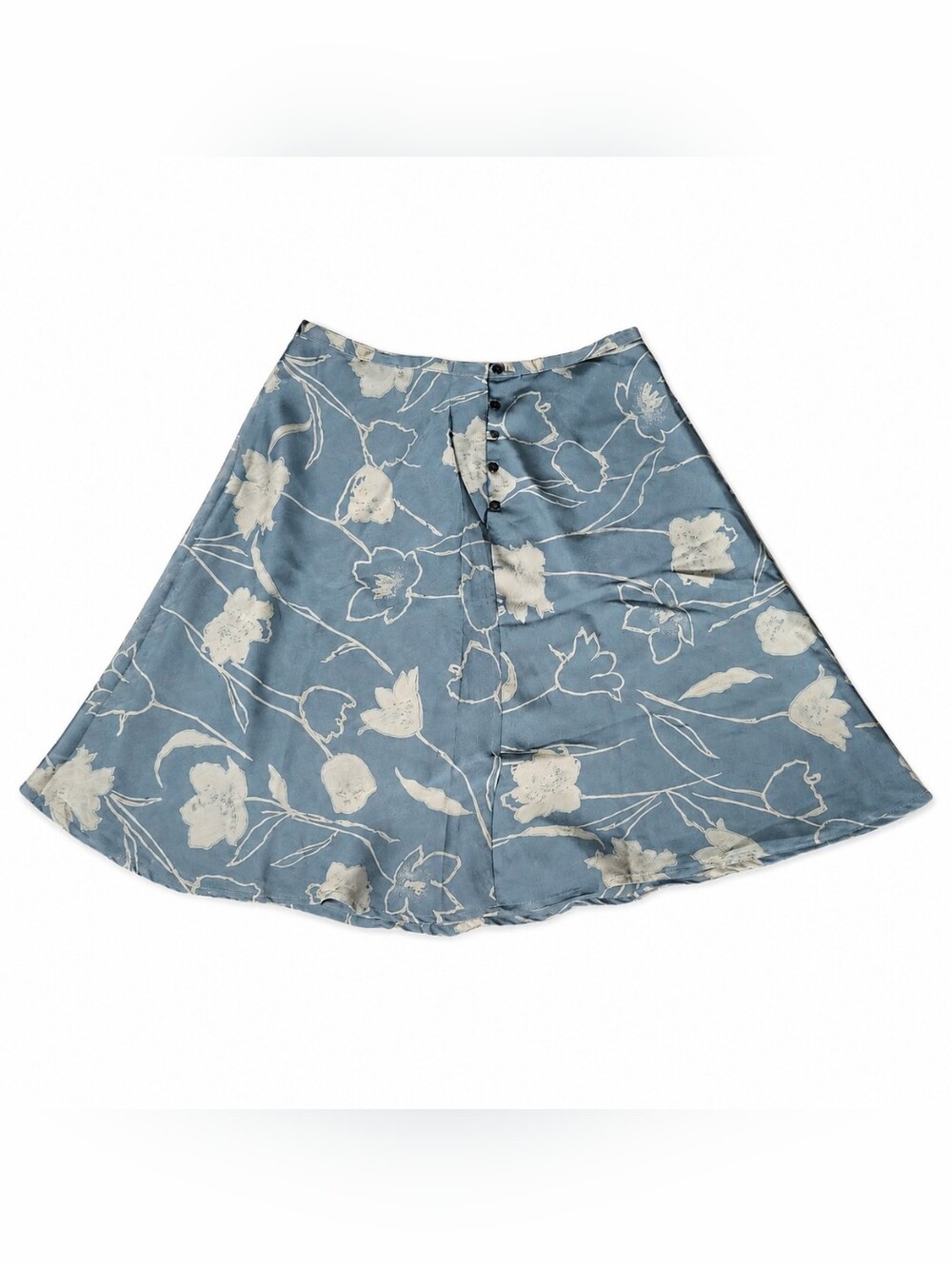 Vintage 90s Ann Taylor Blue Floral Button Front Skirt Size 12 - Picture 3 of 14